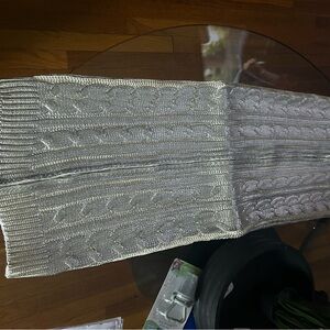Elegant Silver Cable Knit Sweater
